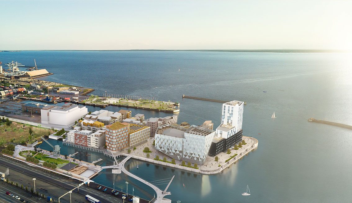 Flygvy över Oceanhamnen i Helsingborg